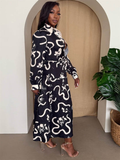 Botanic Maze Belted Shirt Dress - Purcell's Clothing Company