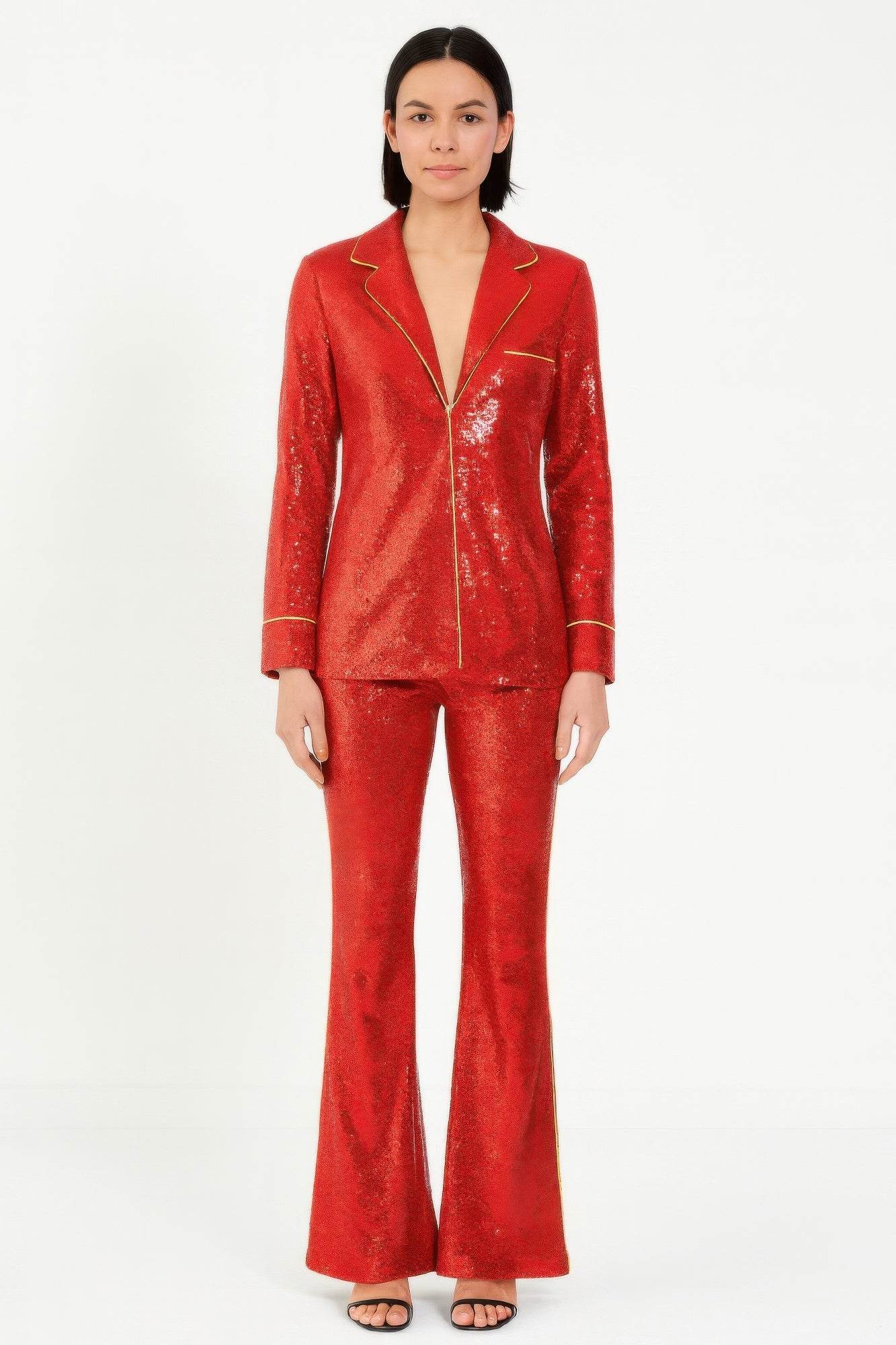 Sequin Collared Two Piece Set - Purcell's Clothing Company