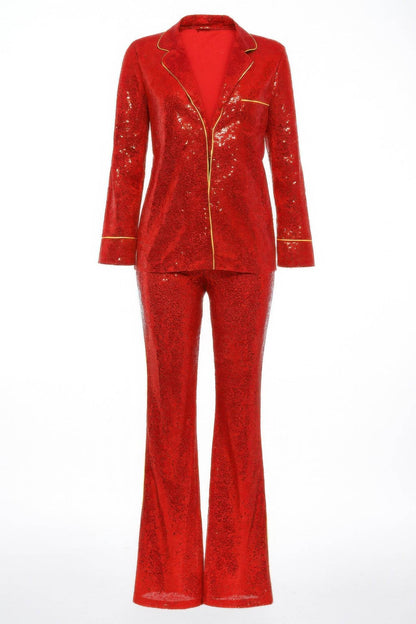 Sequin Collared Two Piece Set - Purcell's Clothing Company