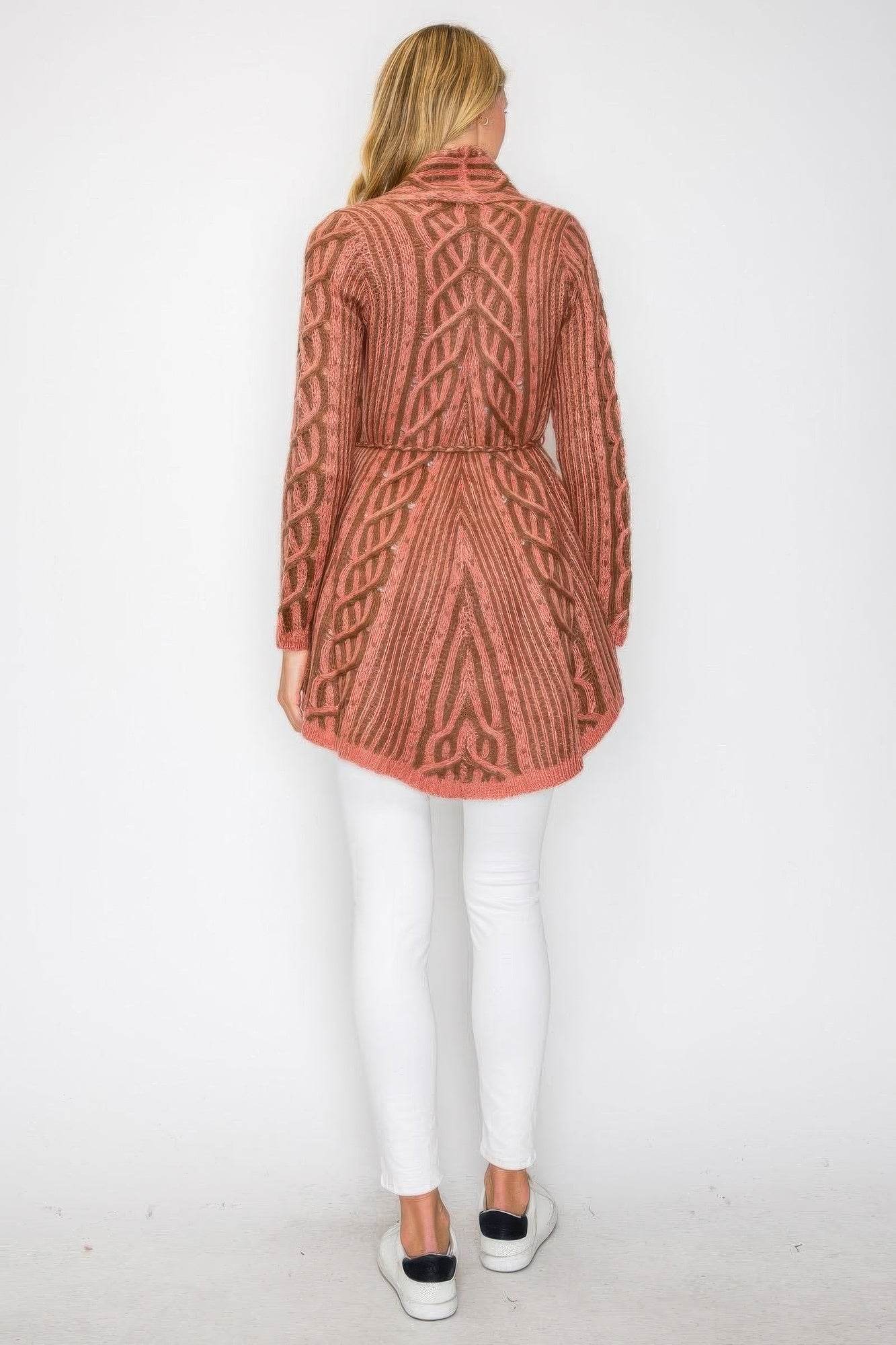 Open Wool Cardigan With Belt String & Front Pocket - Purcell's Clothing Company