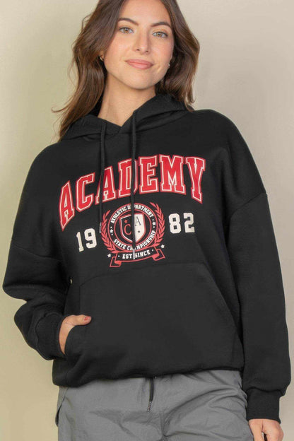 Graphic Kangaroo Pocket Drawstring Hoodie - Purcell's Clothing Company