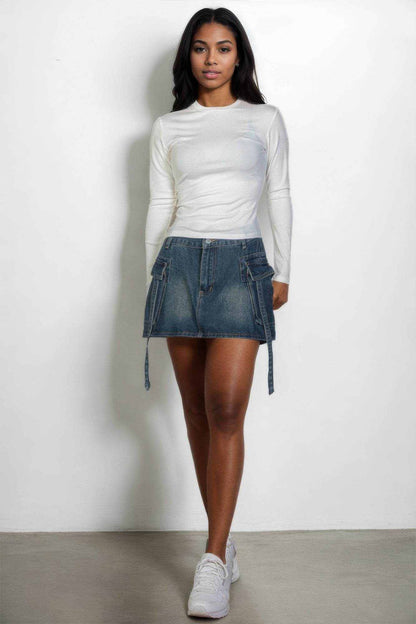 Ribbed Round Neck Long Sleeve Top - Purcell's Clothing Company