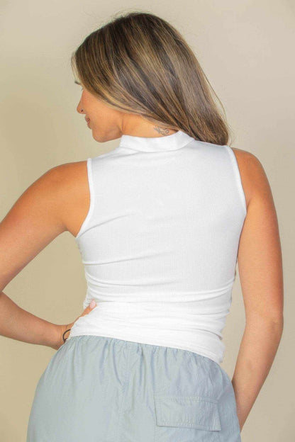 Ribbed Knit Ruched Side Sleeveless Top - Purcell's Clothing Company