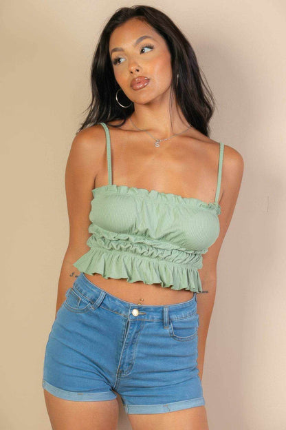 Tiered Shirred Body Crop Top - Purcell's Clothing Company