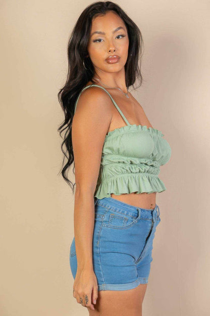 Tiered Shirred Body Crop Top - Purcell's Clothing Company