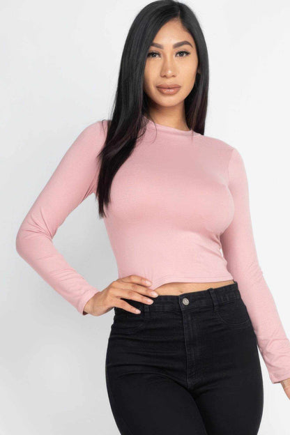 Mock Neck Solid Long Sleeve Top - Purcell's Clothing Company