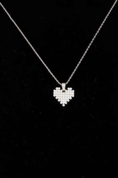 Block Pearl Heart Necklace - Purcell's Clothing Company