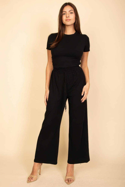 Relaxed Fit Top And Wide-leg Pants Set - Purcell's Clothing Company