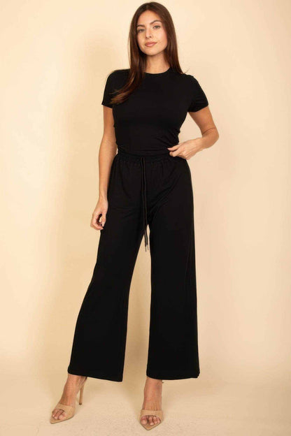 Relaxed Fit Top And Wide-leg Pants Set - Purcell's Clothing Company