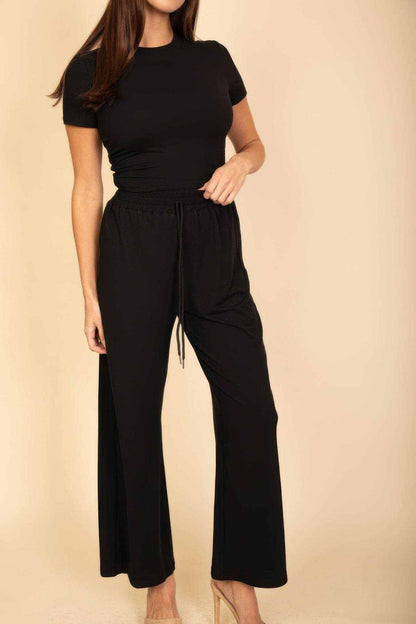 Relaxed Fit Top And Wide-leg Pants Set - Purcell's Clothing Company