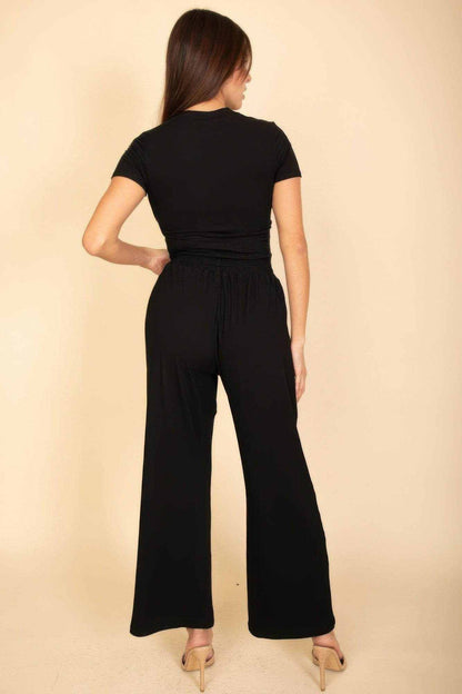 Relaxed Fit Top And Wide-leg Pants Set - Purcell's Clothing Company