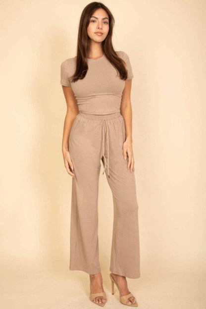 Relaxed Fit Top And Wide-leg Pants Set - Purcell's Clothing Company