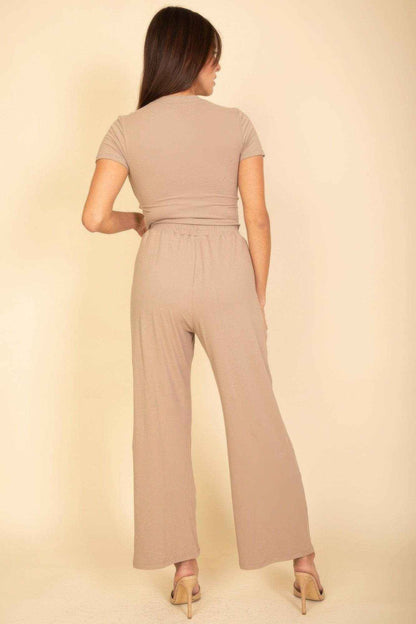 Relaxed Fit Top And Wide-leg Pants Set - Purcell's Clothing Company