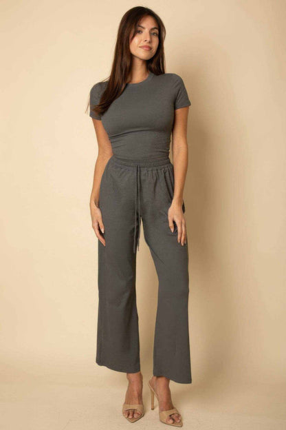 Relaxed Fit Top And Wide-leg Pants Set - Purcell's Clothing Company