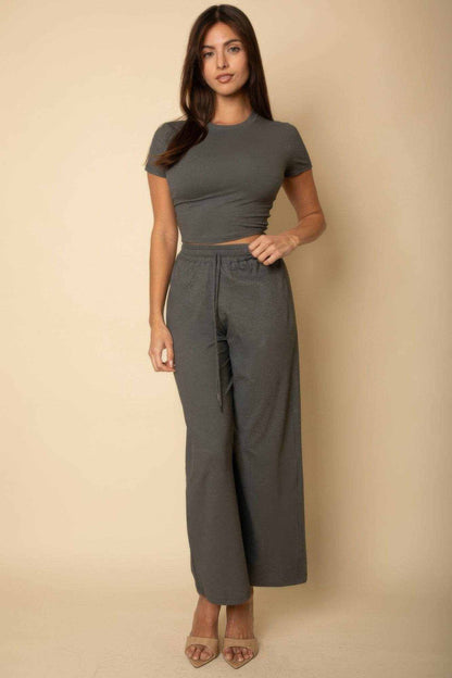 Relaxed Fit Top And Wide-leg Pants Set - Purcell's Clothing Company