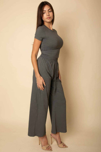 Relaxed Fit Top And Wide-leg Pants Set - Purcell's Clothing Company
