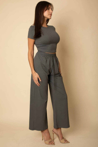 Relaxed Fit Top And Wide-leg Pants Set - Purcell's Clothing Company