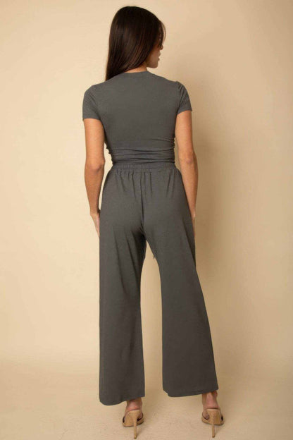 Relaxed Fit Top And Wide-leg Pants Set - Purcell's Clothing Company
