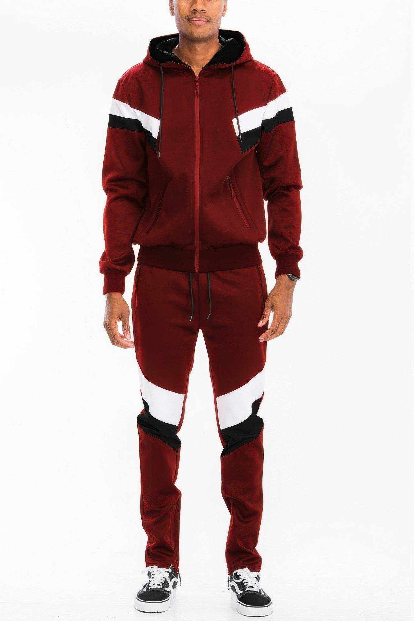 Chevron Stripe Full Zip Track Suit - Purcell's Clothing Company