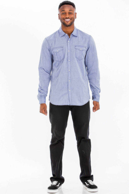 Casual Long Sleeve Two Pocket Shirt - Purcell's Clothing Company