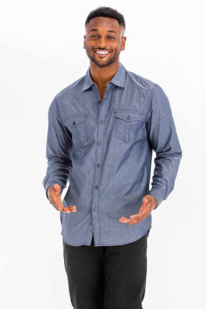 Casual Long Sleeve Two Pocket Shirt - Purcell's Clothing Company