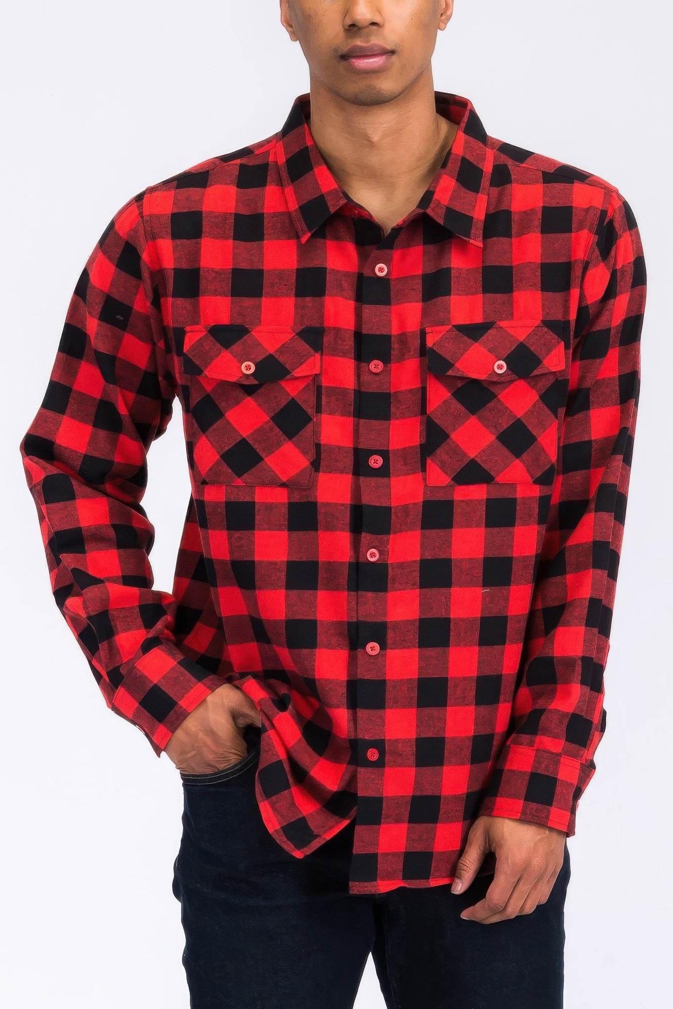 Regular Fit Checker Plaid Flannel Long Sleeve - Purcell's Clothing Company