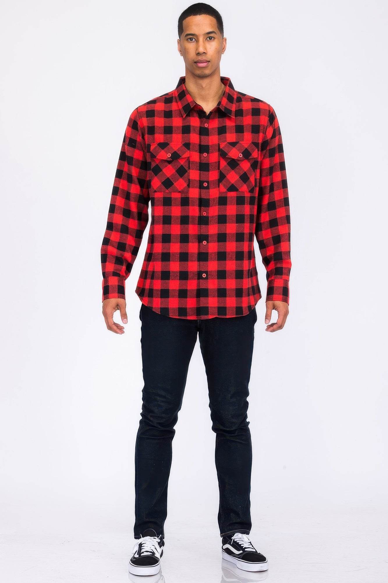Regular Fit Checker Plaid Flannel Long Sleeve - Purcell's Clothing Company