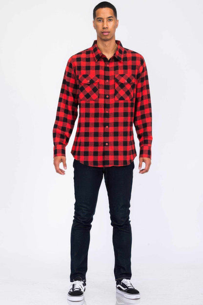 Regular Fit Checker Plaid Flannel Long Sleeve - Purcell's Clothing Company