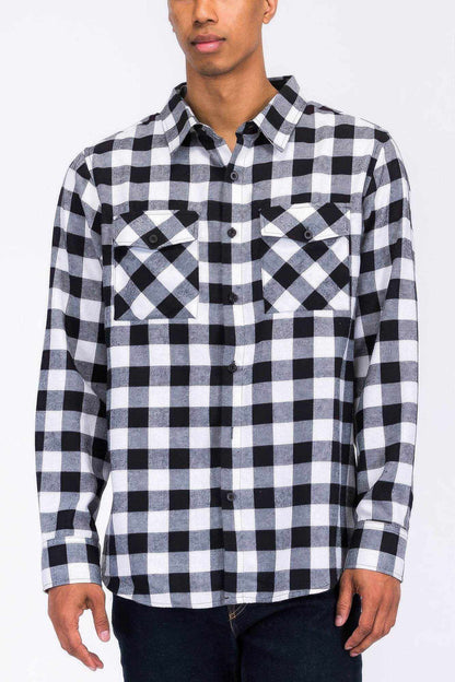Regular Fit Checker Plaid Flannel Long Sleeve - Purcell's Clothing Company