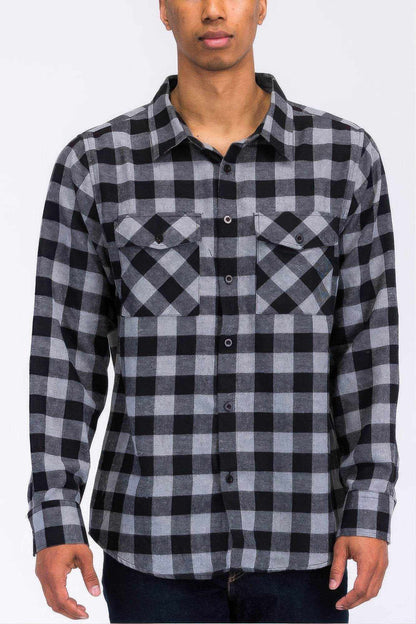 Regular Fit Checker Plaid Flannel Long Sleeve - Purcell's Clothing Company