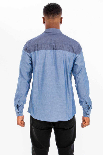 Two Tone Long Sleeve Button Down Shirt - Purcell's Clothing Company
