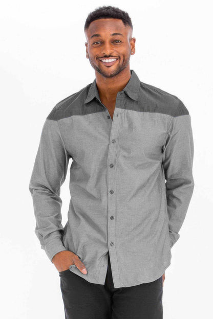Two Tone Long Sleeve Button Down Shirt - Purcell's Clothing Company