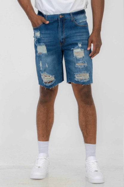 Distressed Stretch Denim Shorts - Purcell's Clothing Company