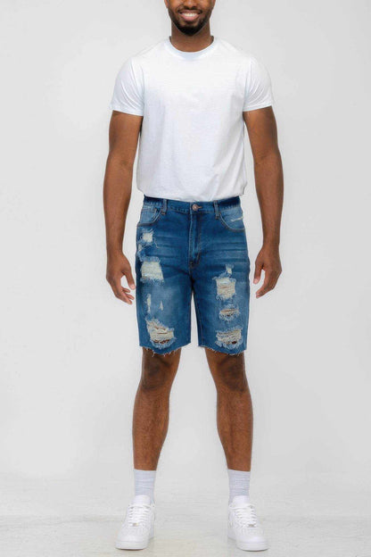 Distressed Stretch Denim Shorts - Purcell's Clothing Company