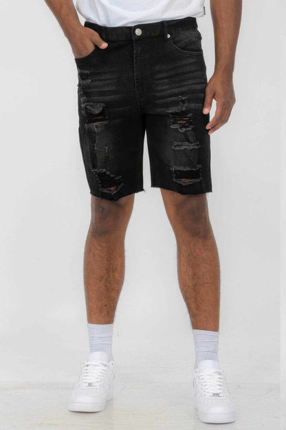 Distressed Stretch Denim Shorts - Purcell's Clothing Company