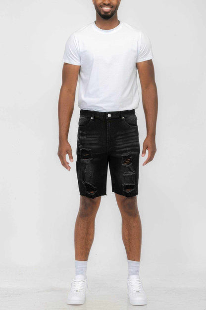 Distressed Stretch Denim Shorts - Purcell's Clothing Company