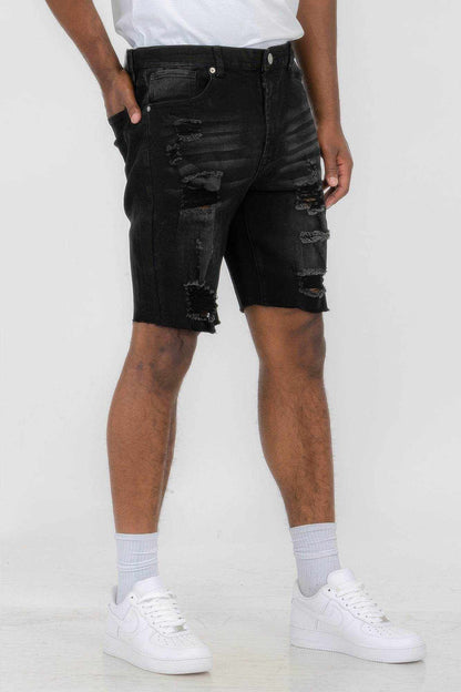 Distressed Stretch Denim Shorts - Purcell's Clothing Company