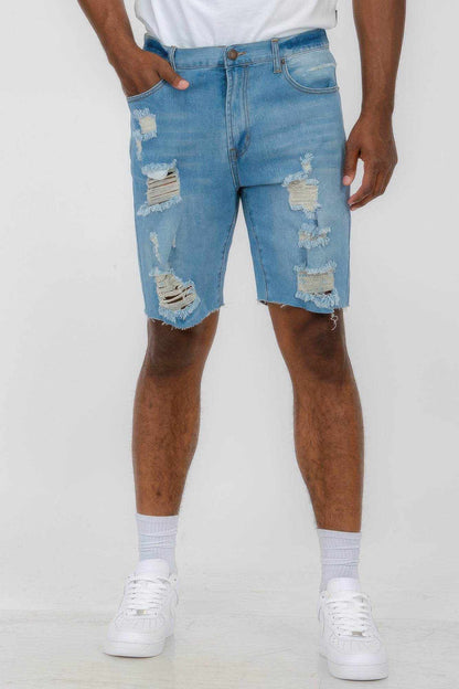 Distressed Stretch Denim Shorts - Purcell's Clothing Company