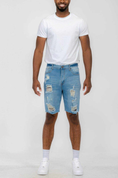 Distressed Stretch Denim Shorts - Purcell's Clothing Company