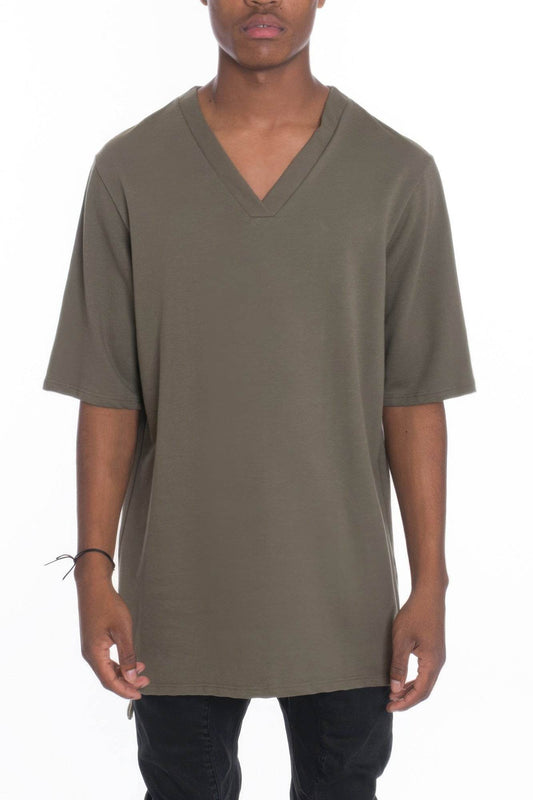 Cotton V-Neck French Terry Shirt - Purcell's Clothing Company