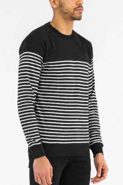 Round Neck Striped Sweater - Purcell's Clothing Company