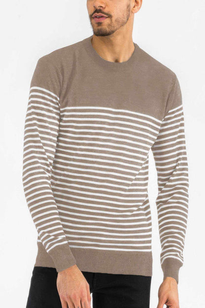 Round Neck Striped Sweater - Purcell's Clothing Company