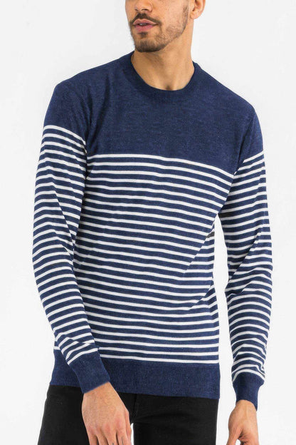 Round Neck Striped Sweater - Purcell's Clothing Company