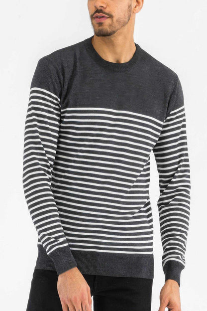 Round Neck Striped Sweater - Purcell's Clothing Company