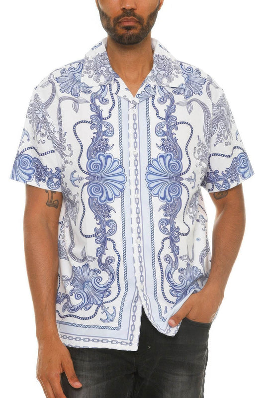 Mens Collared Print Button Down - Purcell's Clothing Company