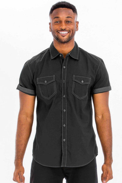 Outline Stitch Short Sleeve Shirt - Purcell's Clothing Company