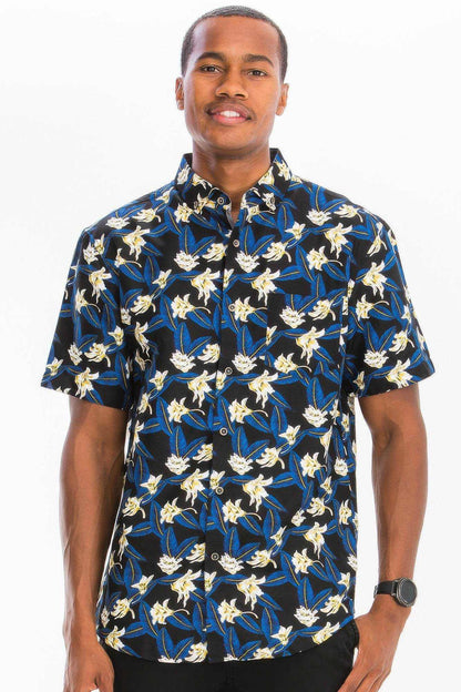 Mens Print Hawaiian Button Down Shirt - Purcell's Clothing Company