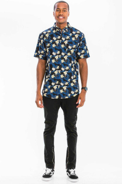 Mens Print Hawaiian Button Down Shirt - Purcell's Clothing Company