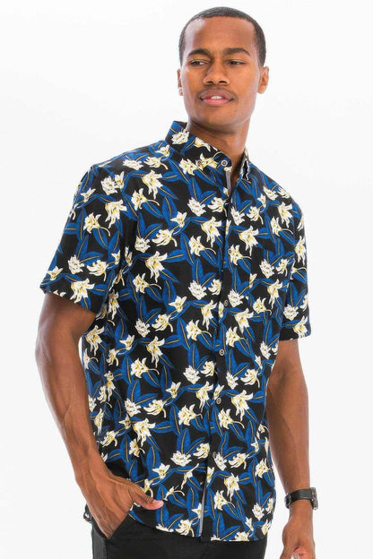 Mens Print Hawaiian Button Down Shirt - Purcell's Clothing Company