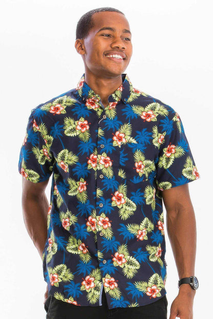 Mens Print Hawaiian Button Down Shirt - Purcell's Clothing Company